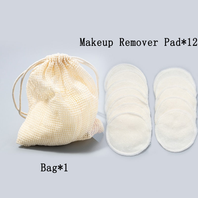 12Pcs Makeup Remover Pads Reusable Cotton